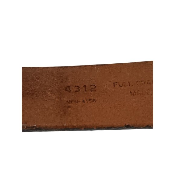 Mens Tooled Full Grain Leather Belt British Columbia Copper Buckle Size 38 - Picture 7 of 14